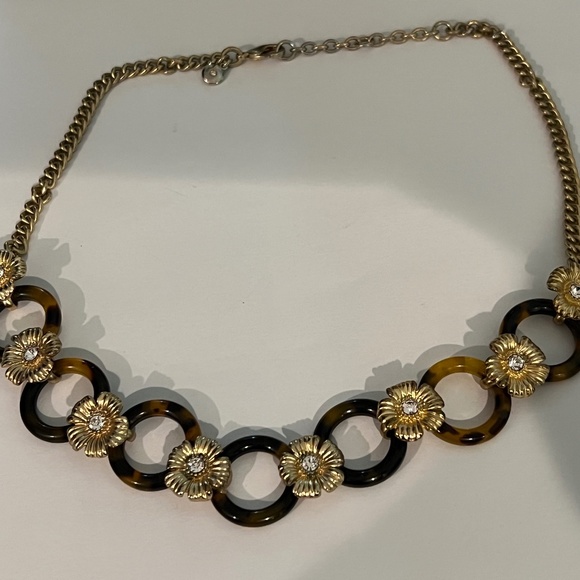 J. Crew Tortoise and Rhinestone Necklace - Picture 1 of 2